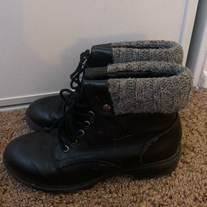 Faux leather winter boots